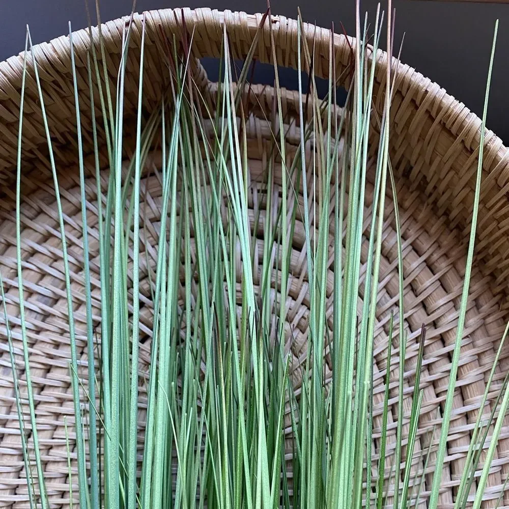 Threshold Stoneware White Planter with Green Faux Grass
